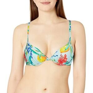 ATHENA NEW $68 Molded Cup Underwire Bikini Top in Simple Floral Size 12